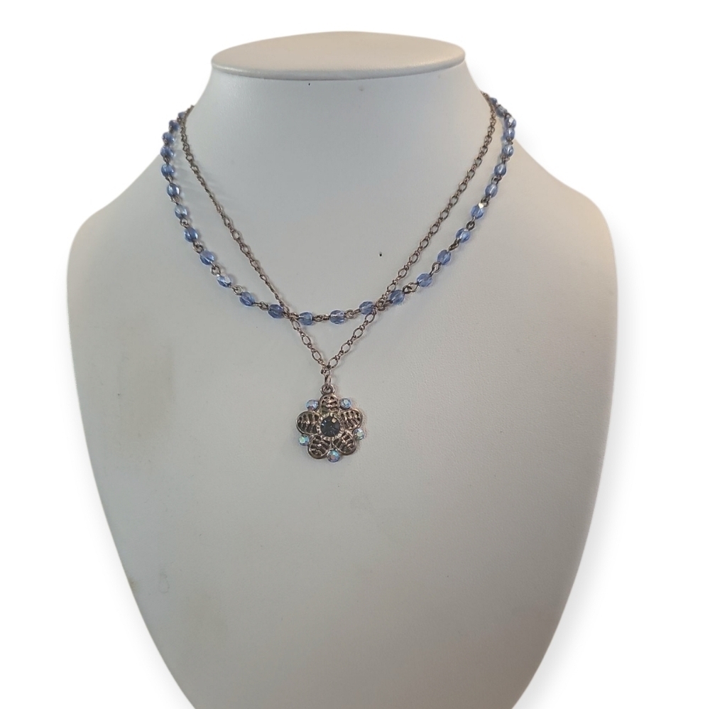 1928 Collection Faceted Bead and CZ Pendant Double Layer Necklace